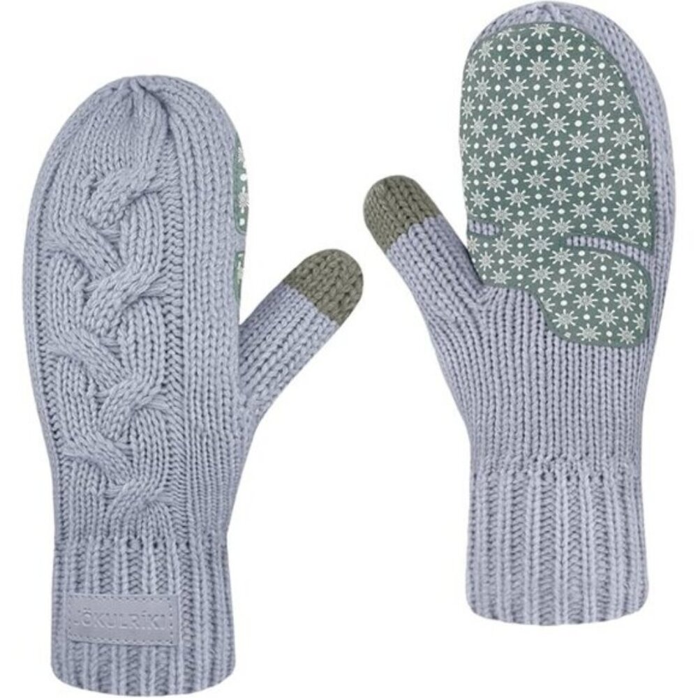 ⚡Women Lilac Touchscreen Sherpa Lined Cold Weather Chunky Cable Knit Mittens - Picture 1 of 2
